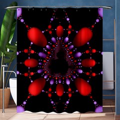 Fractal Red Violet Symmetric Spheres On Black Shower Curtain 60  X 72  (medium)  by Ket1n9