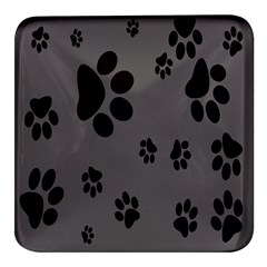 Dog-foodprint Paw Prints Seamless Background And Pattern Square Glass Fridge Magnet (4 Pack) by Ket1n9