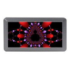 Fractal Red Violet Symmetric Spheres On Black Memory Card Reader (mini) by Ket1n9