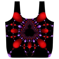 Fractal Red Violet Symmetric Spheres On Black Full Print Recycle Bag (xl)