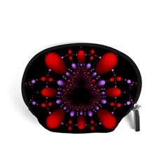 Fractal Red Violet Symmetric Spheres On Black Accessory Pouch (small) by Ket1n9