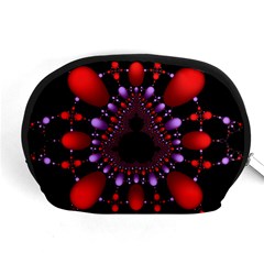 Fractal Red Violet Symmetric Spheres On Black Accessory Pouch (medium) by Ket1n9