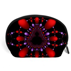 Fractal Red Violet Symmetric Spheres On Black Accessory Pouch (large) by Ket1n9