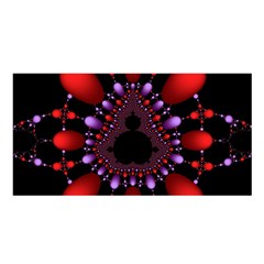 Fractal Red Violet Symmetric Spheres On Black Satin Shawl 45  X 80  by Ket1n9