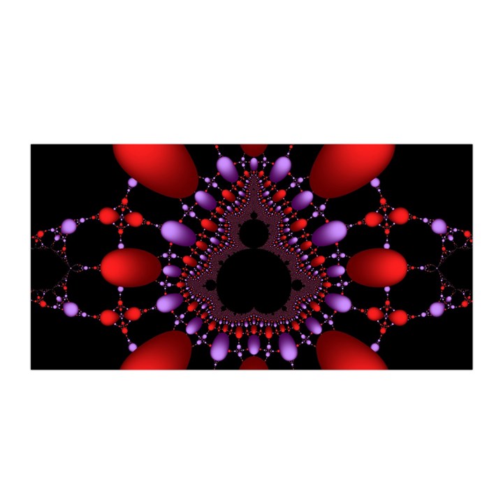 Fractal Red Violet Symmetric Spheres On Black Satin Wrap 35  x 70 