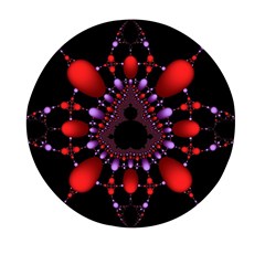 Fractal Red Violet Symmetric Spheres On Black Mini Round Pill Box by Ket1n9