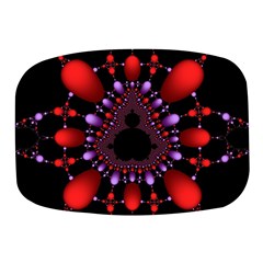 Fractal Red Violet Symmetric Spheres On Black Mini Square Pill Box by Ket1n9