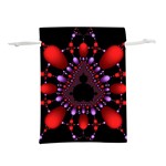 Fractal Red Violet Symmetric Spheres On Black Lightweight Drawstring Pouch (M) Front