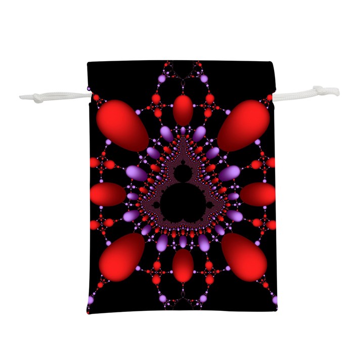 Fractal Red Violet Symmetric Spheres On Black Lightweight Drawstring Pouch (M)