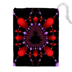 Fractal Red Violet Symmetric Spheres On Black Drawstring Pouch (4xl) by Ket1n9