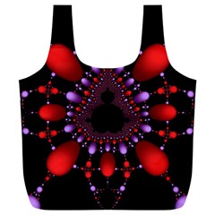 Fractal Red Violet Symmetric Spheres On Black Full Print Recycle Bag (xxxl) by Ket1n9