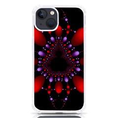 Fractal Red Violet Symmetric Spheres On Black Iphone 13 Tpu Uv Print Case by Ket1n9