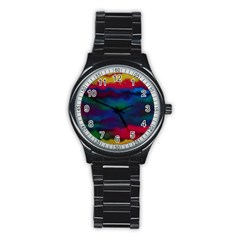 Watercolour-color-background Stainless Steel Round Watch by Ket1n9