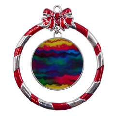 Watercolour-color-background Metal Red Ribbon Round Ornament