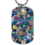 Cartoon-hand-drawn-doodles-on-the-subject-of-space-style-theme-seamless-pattern-vector-background Dog Tag (Two Sides) Front