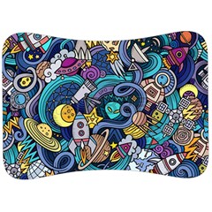 Cartoon-hand-drawn-doodles-on-the-subject-of-space-style-theme-seamless-pattern-vector-background Velour Seat Head Rest Cushion by Ket1n9