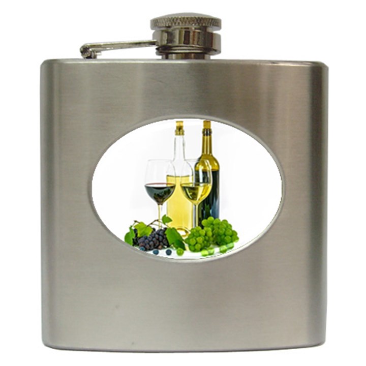 White-wine-red-wine-the-bottle Hip Flask (6 oz)