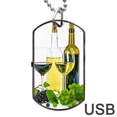 White-wine-red-wine-the-bottle Dog Tag Usb Flash (two Sides) by Ket1n9