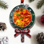 Leaves Texture Metal X Mas Lollipop with Crystal Ornament Front