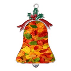 Leaves Texture Metal Holly Leaf Bell Ornament by Ket1n9