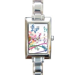 Butterfly Vector Art Rectangle Italian Charm Watch by Ket1n9