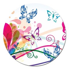 Butterfly Vector Art Magnet 5  (round) by Ket1n9