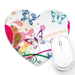 Butterfly Vector Art Heart Mousepad by Ket1n9