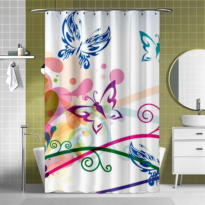 Butterfly Vector Art Shower Curtain 48  x 72  (Small) 