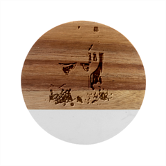 White-wine-red-wine-the-bottle Marble Wood Coaster (round) by Ket1n9