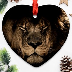 African-lion-mane-close-eyes Ornament (heart) by Ket1n9