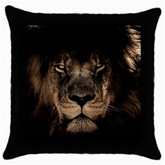 African-lion-mane-close-eyes Throw Pillow Case (black) by Ket1n9