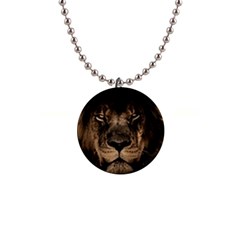 African-lion-mane-close-eyes 1  Button Necklace by Ket1n9