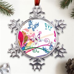 Butterfly Vector Art Metal Large Snowflake Ornament by Ket1n9