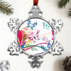 Butterfly Vector Art Metal Small Snowflake Ornament by Ket1n9