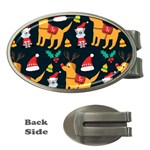 Funny Christmas Pattern Background Money Clips (Oval)  Front