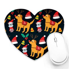 Funny Christmas Pattern Background Heart Mousepad by Ket1n9