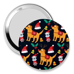 Funny Christmas Pattern Background 3  Handbag Mirrors by Ket1n9