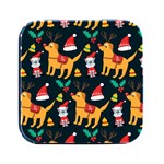 Funny Christmas Pattern Background Square Metal Box (Black) Front