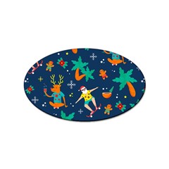 Colorful Funny Christmas Pattern Sticker (oval) by Ket1n9