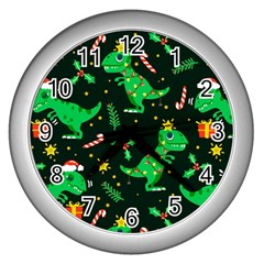 Christmas Funny Pattern Dinosaurs Wall Clock (silver) by Ket1n9