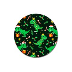 Christmas Funny Pattern Dinosaurs Magnet 3  (round) by Ket1n9