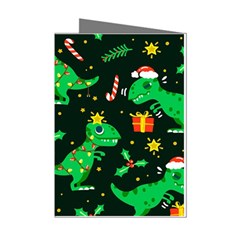 Christmas Funny Pattern Dinosaurs Mini Greeting Cards (pkg Of 8) by Ket1n9