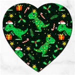 Christmas Funny Pattern Dinosaurs Jigsaw Puzzle (Heart) Front