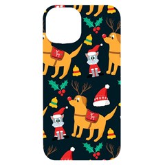 Funny Christmas Pattern Background Iphone 14 Black Uv Print Case by Ket1n9