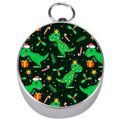 Christmas Funny Pattern Dinosaurs Silver Compasses by Ket1n9