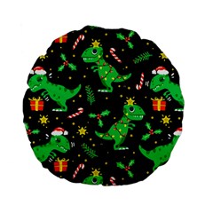 Christmas Funny Pattern Dinosaurs Standard 15  Premium Flano Round Cushions by Ket1n9