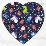 Colorful Funny Christmas Pattern Jigsaw Puzzle (Heart) Front