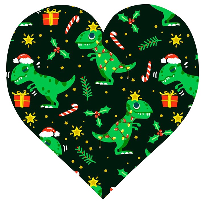 Christmas Funny Pattern Dinosaurs Wooden Puzzle Heart