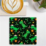 Christmas Funny Pattern Dinosaurs UV Print Square Tile Coaster  Front