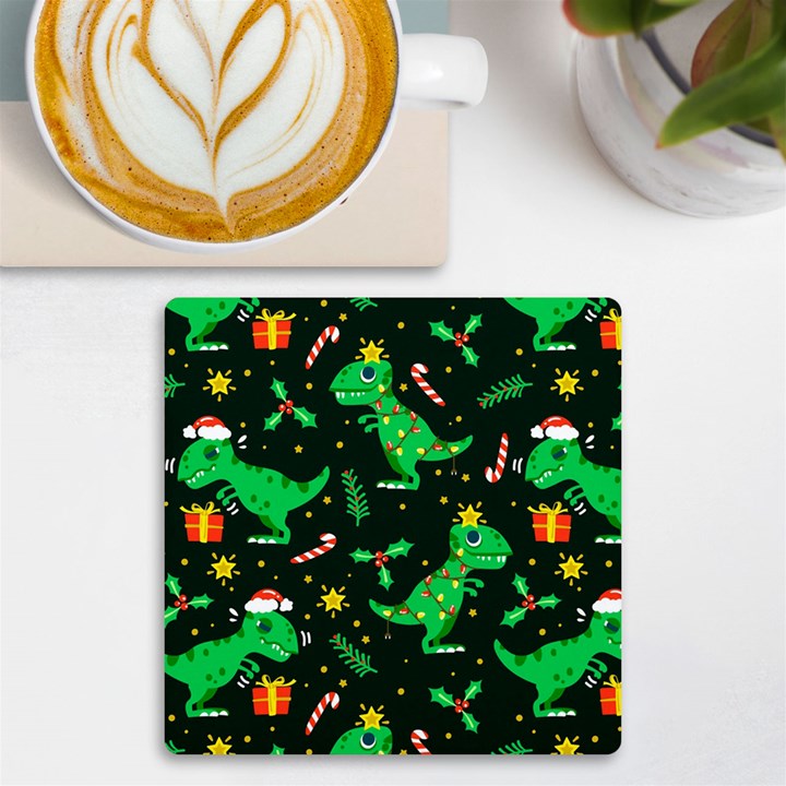 Christmas Funny Pattern Dinosaurs UV Print Square Tile Coaster 